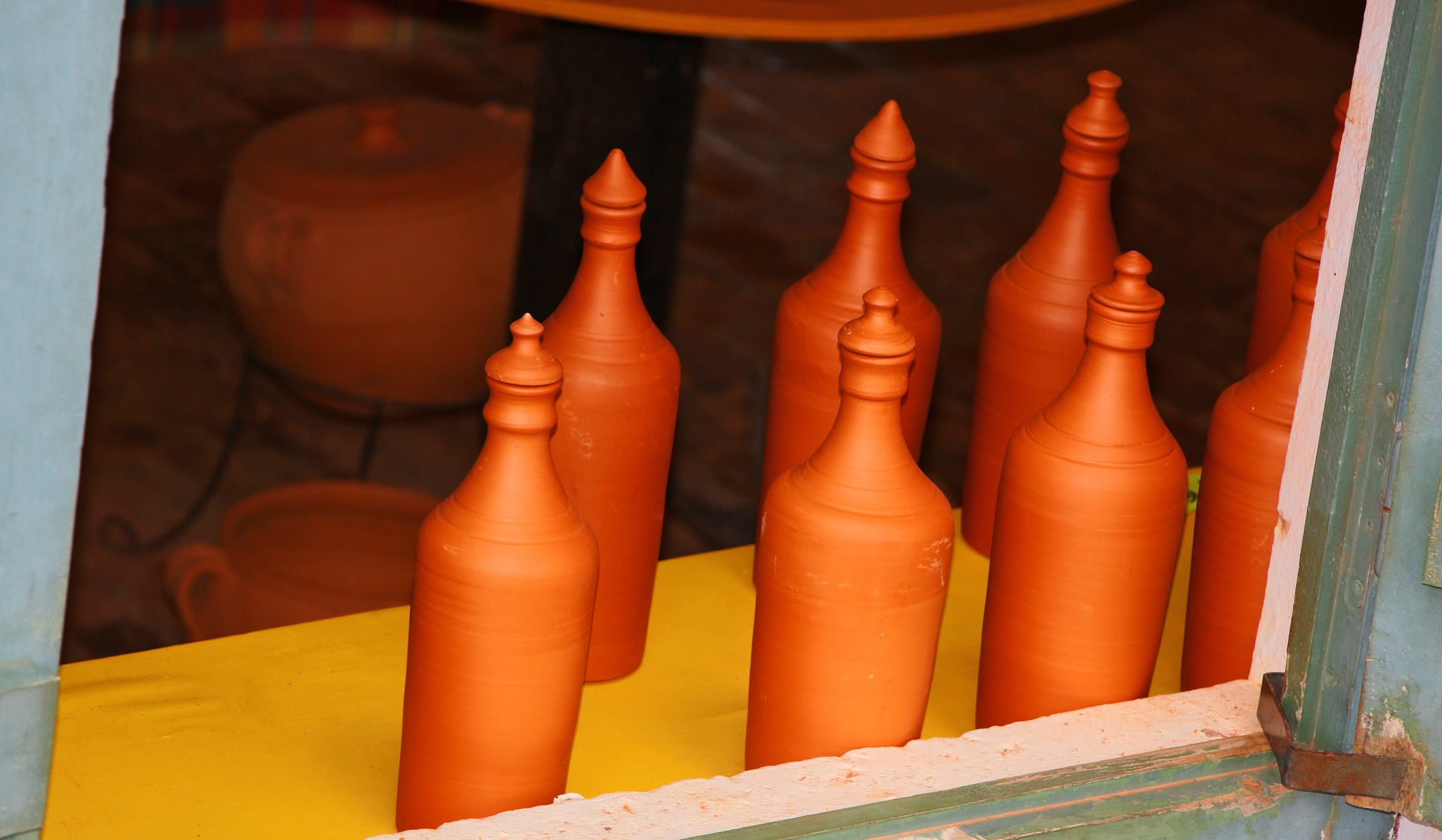 Clay vases for sale at the pottery