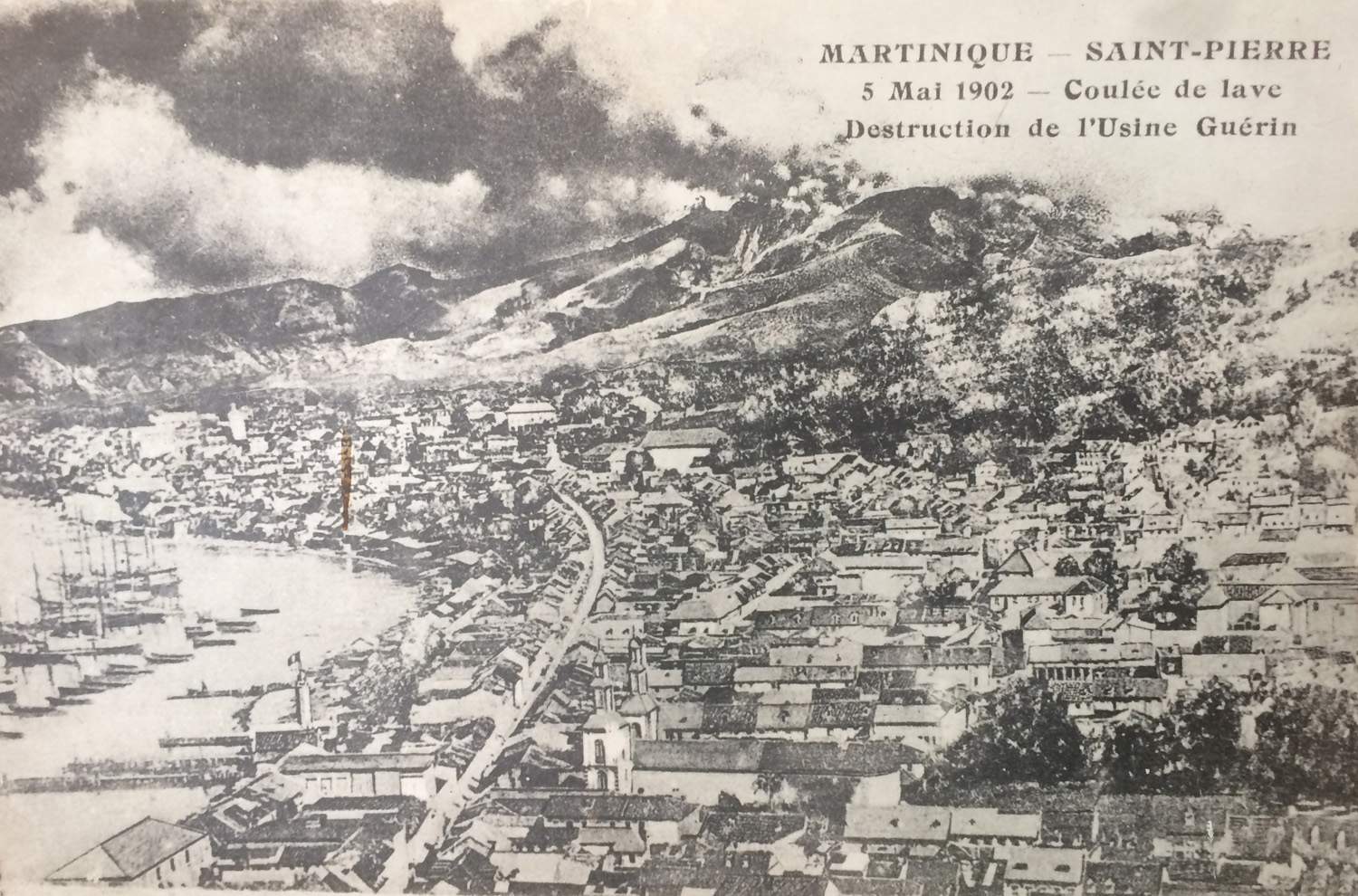 Saint-Pierre le 5 mai 1902, 3 jours avant l'éruption de la Pelée