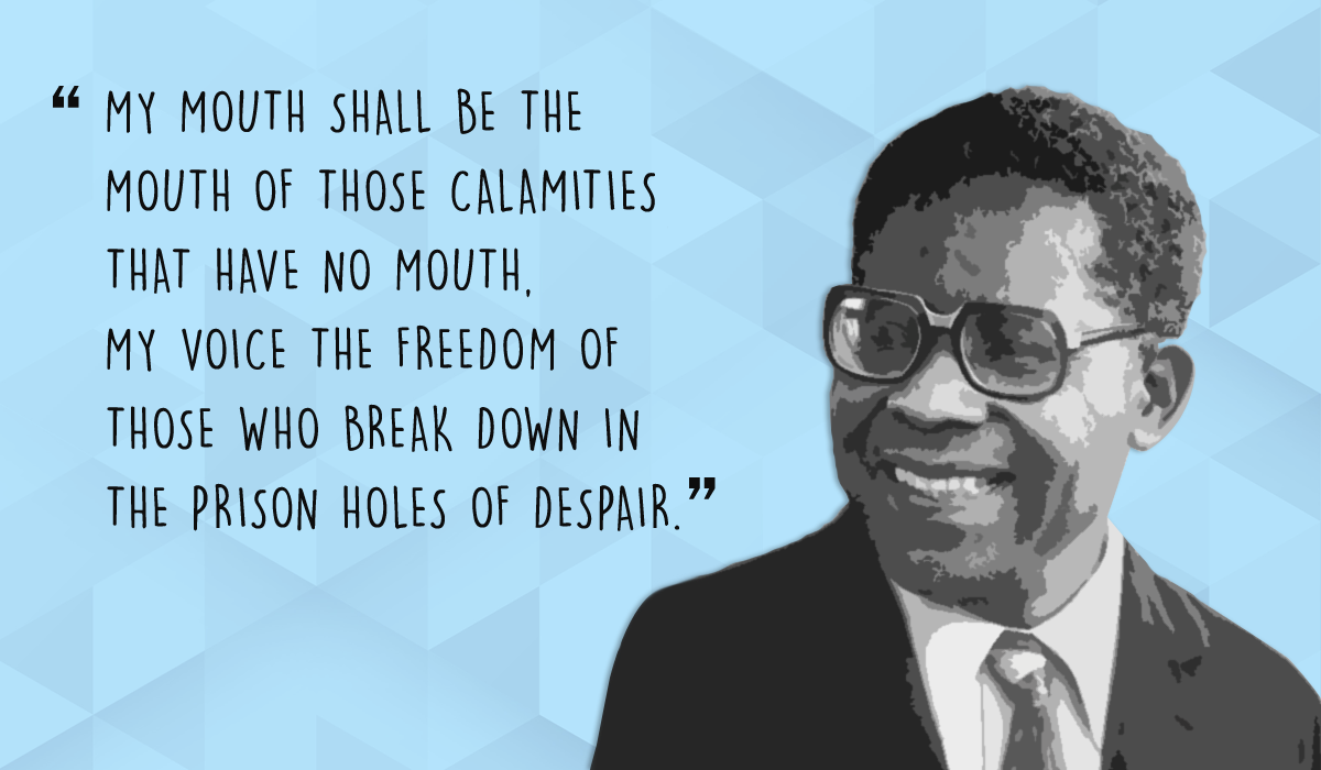 Illustration of Aime Cesaire with one of his quotes