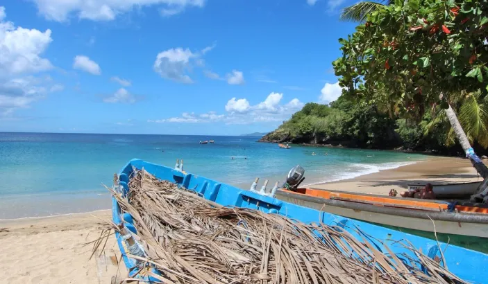 Fishing boats on the beach at Anse Dufour