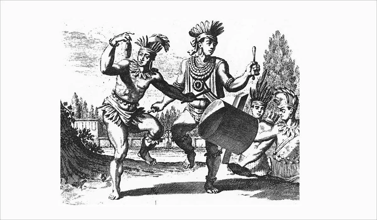 Arawak dancers drawn by the 17th-century artist R.P. Labat