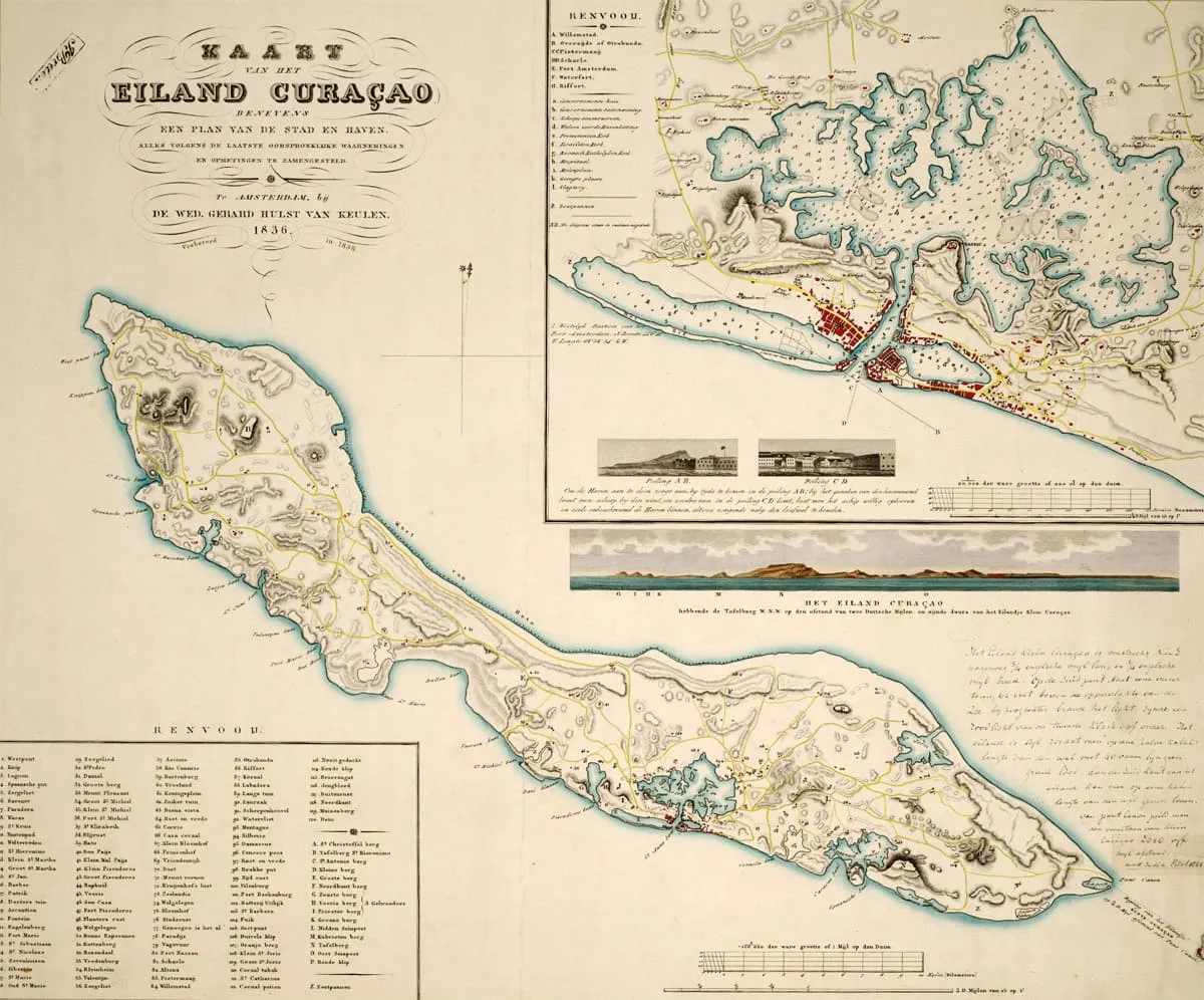Carte de Curaçao en 1836