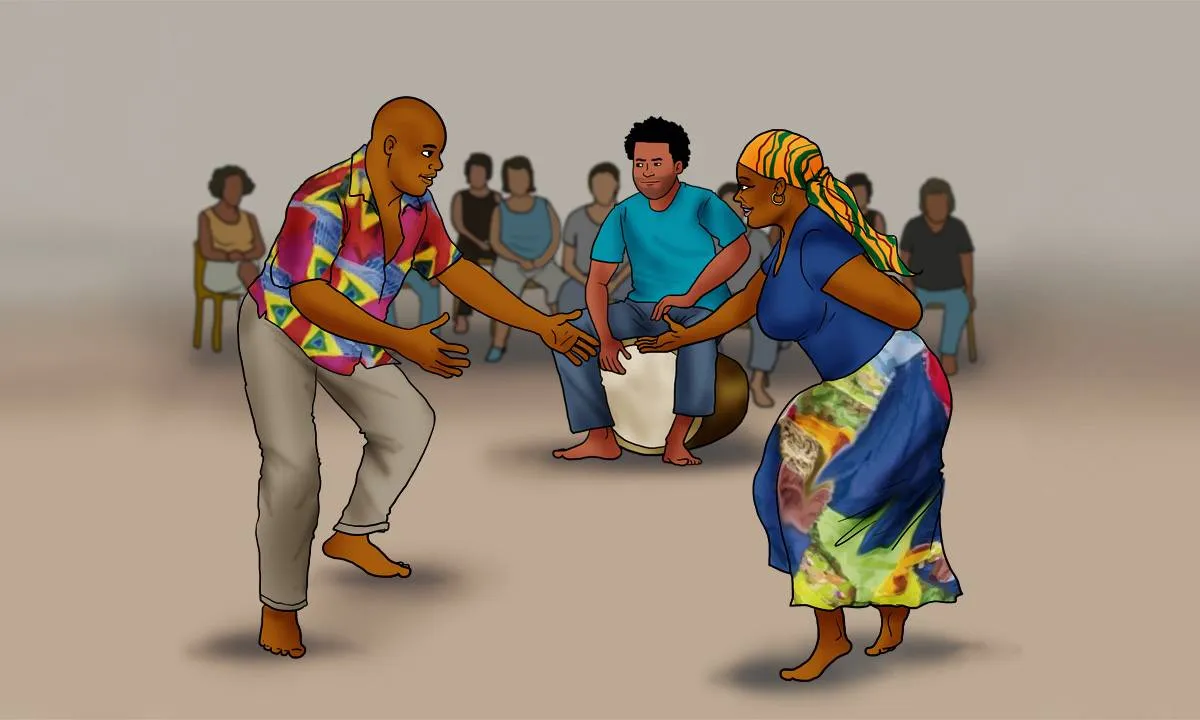 Illustration de danseurs du bèlè